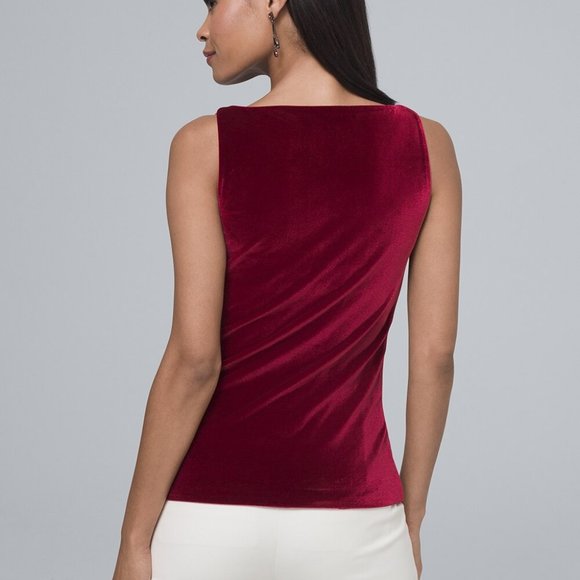 White house black market velvet burgundy cowl top - Picture 8 of 8